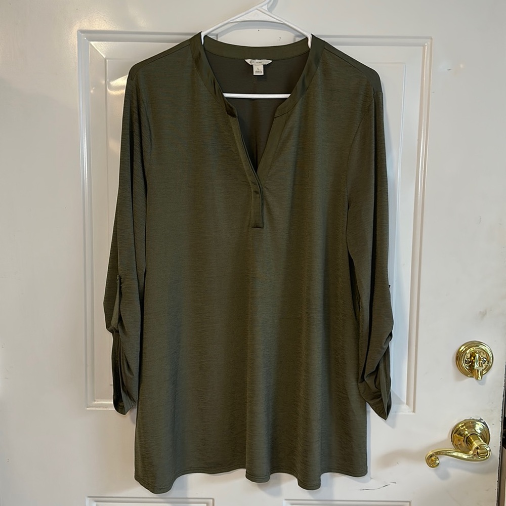 Cato Est. 1946 Women’s 3/4 Sleeve Green Sheer‎ Blouse Size Large